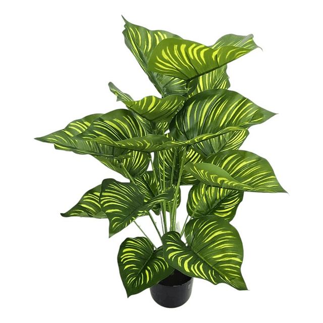 Planta Artificial Arbusto Decorativa Hojas Ralladas 80 Cm 7