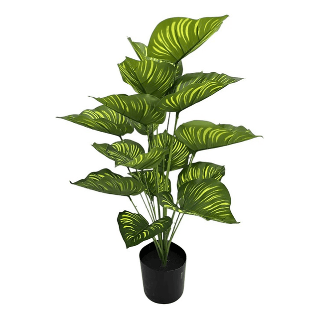 Planta Artificial Arbusto Decorativa Hojas Ralladas 80 Cm 9