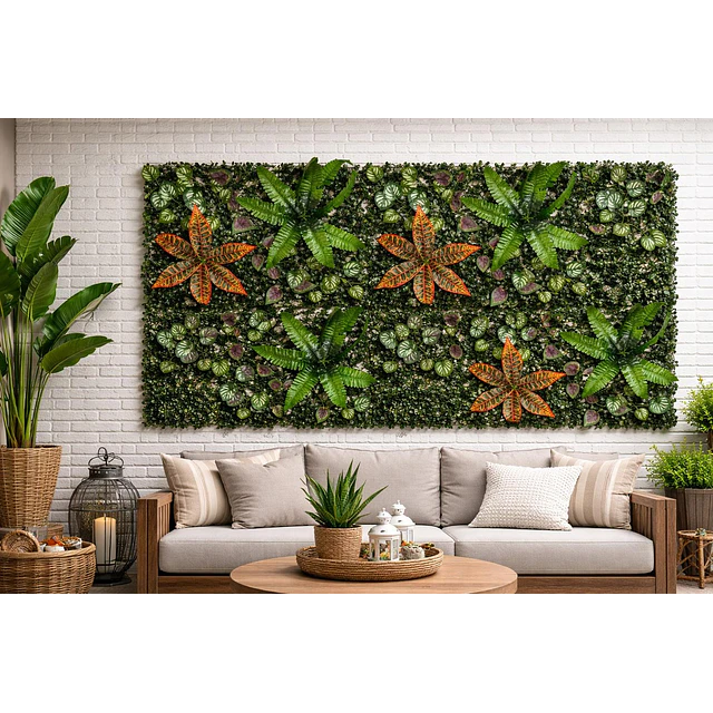 Jardín Muro Vertical Artificial C palmeta Plantas 60x40 cm 14