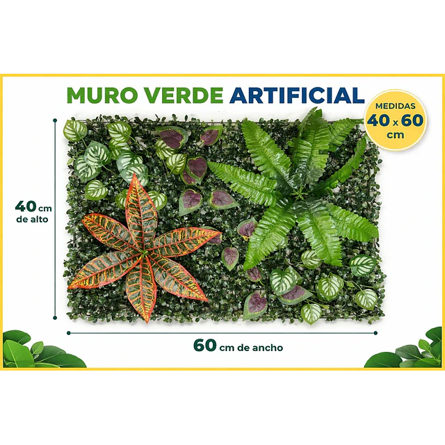 Jardín Muro Vertical Artificial C palmeta Plantas 60x40 cm 15