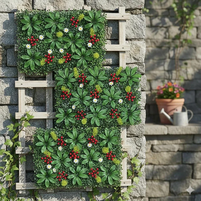 Jardín Muro vertical artificial E palmeta Plantas 60x40 cm 2