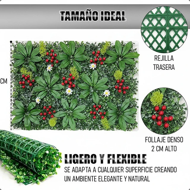 Jardín Muro vertical artificial E palmeta Plantas 60x40 cm 3