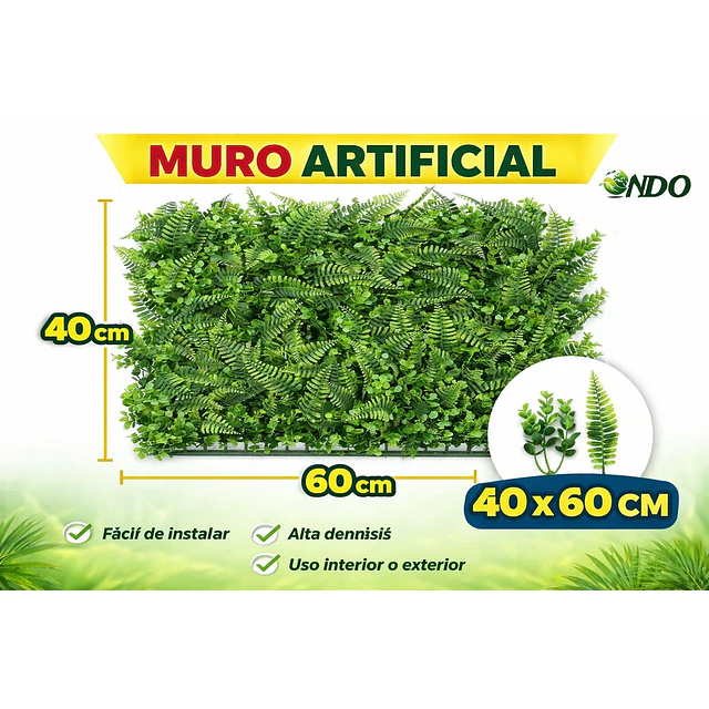 Jardín Muro vertical artificial F palmeta Plantas 60x40 cm 3