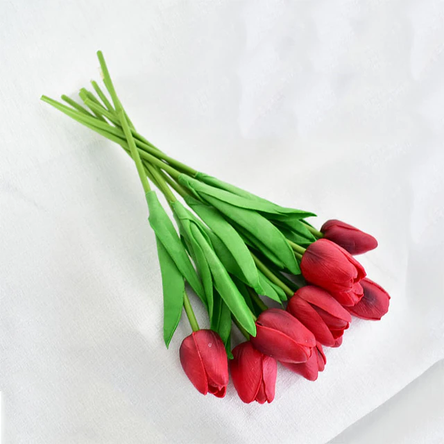 Ramos De 9 Tulipanes Flores Artificiales Decoración Hogar 4