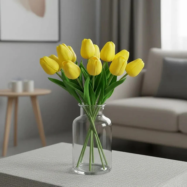 Ramos De 9 Tulipanes Flores Artificiales Decoración Hogar 9