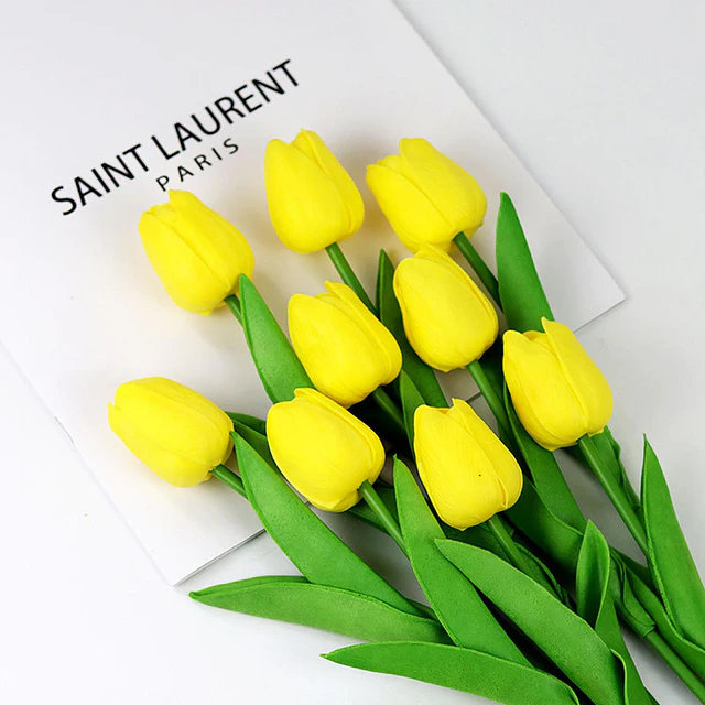 Ramos De 9 Tulipanes Flores Artificiales Decoración Hogar 10