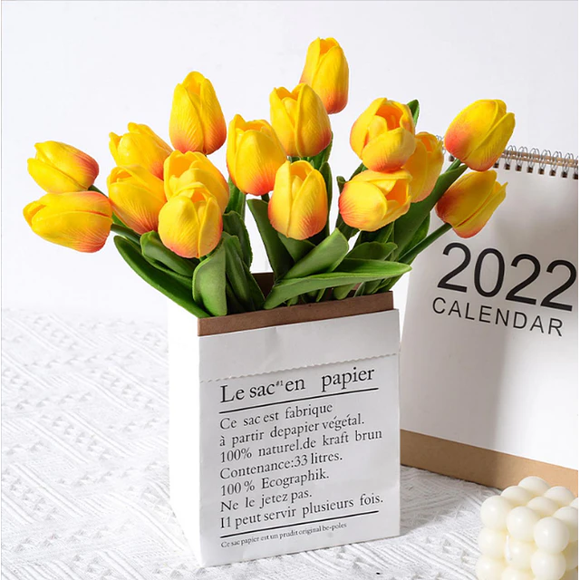 Ramos De 9 Tulipanes Flores Artificiales Decoración Hogar 11