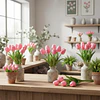 Ramos De 9 Tulipanes Flores Artificiales Decoración Hogar 13