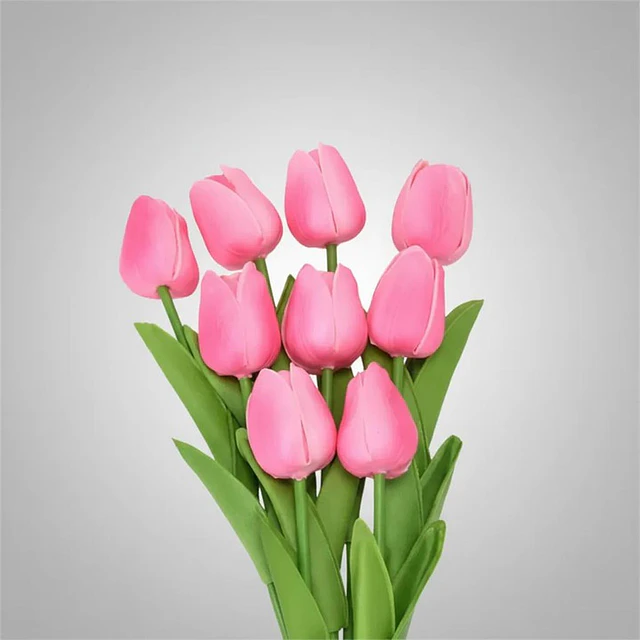 Ramos De 9 Tulipanes Flores Artificiales Decoración Hogar 15