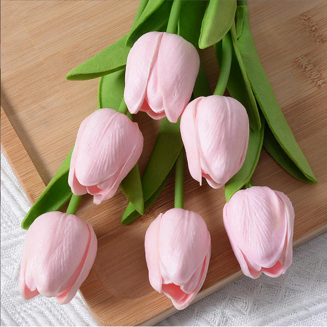Ramos De 9 Tulipanes Flores Artificiales Decoración Hogar 16