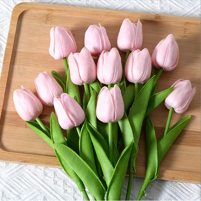 Ramos De 9 Tulipanes Flores Artificiales Decoración Hogar 17