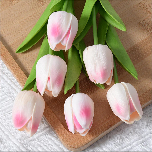 Ramos De 9 Tulipanes Flores Artificiales Decoración Hogar 18