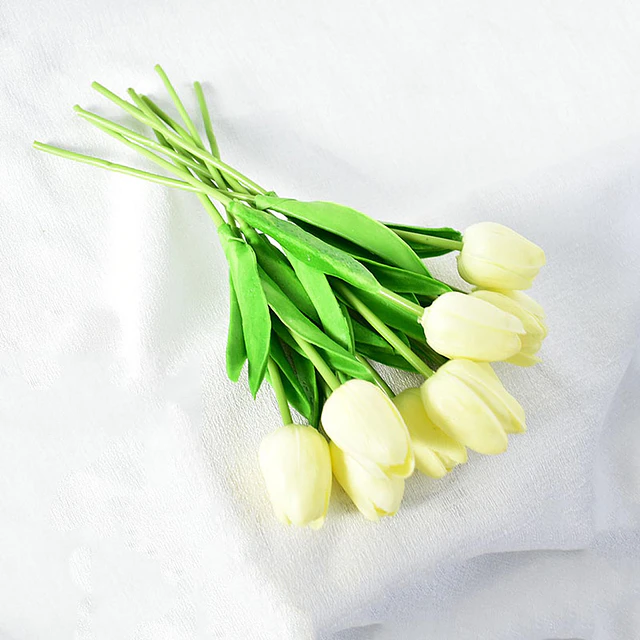 Ramos De 9 Tulipanes Flores Artificiales Decoración Hogar 19