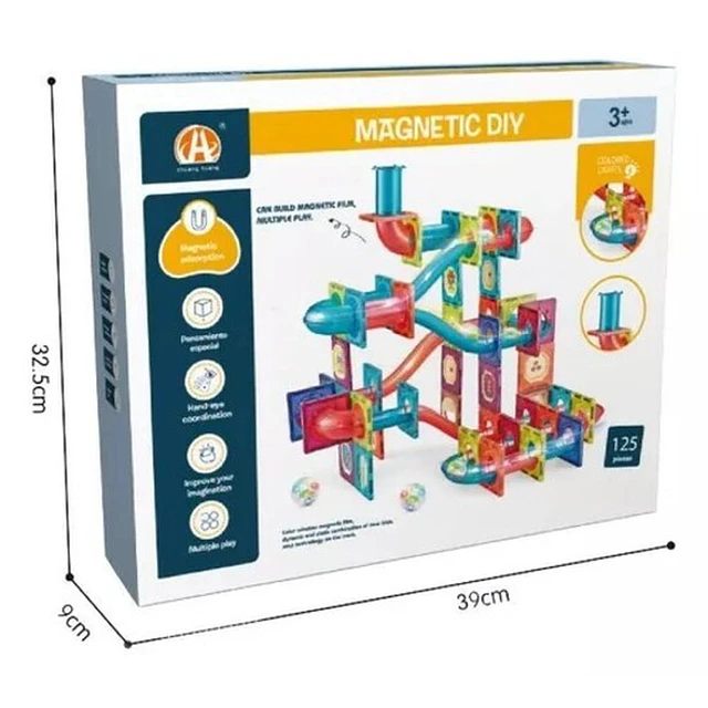 Juego De Bloques Magnéticos 125 Piezas Pista Con Pelotas 9
