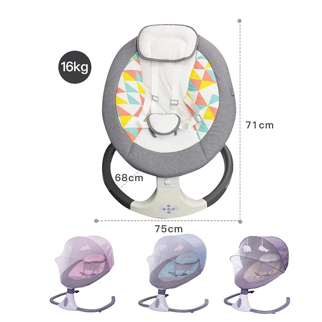 Cuna Bebe Mecedor Eléctrico 3 En 1 Música Silla Mecedora 7