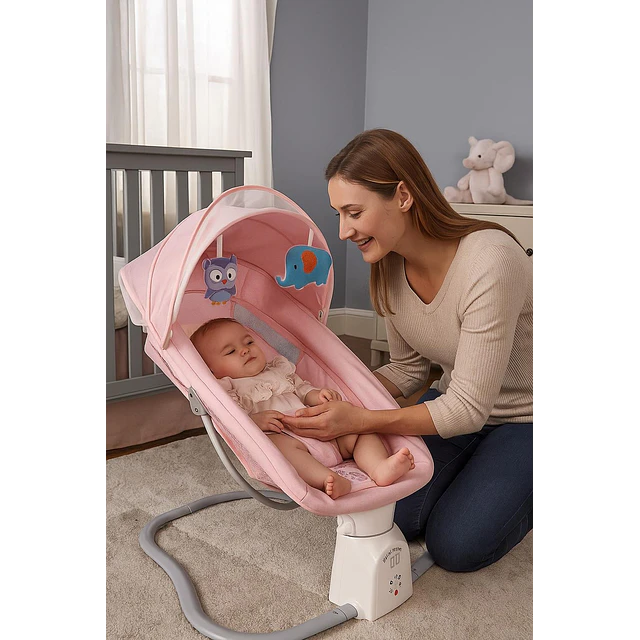 Cuna Bebe Mecedor Eléctrico 3 En 1 Música Silla Mecedora 9