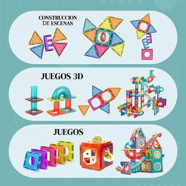 Juego De Bloques Magnéticos 125 Piezas Pista Con Pelotas 6
