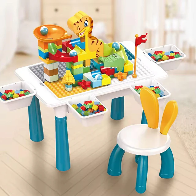Mesa Didactica De Bloques Construcción c/silla 104 Pcs 6 en 1 Multicolor 4