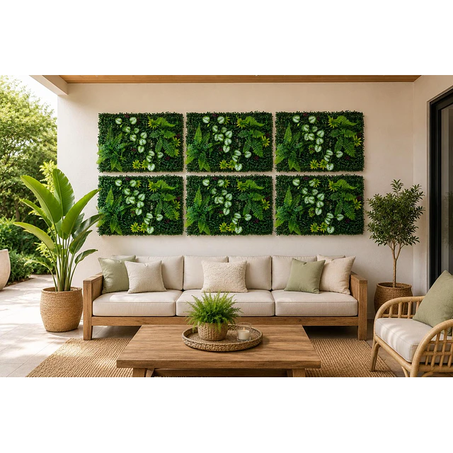 Jardín Muro Vertical Artificial D palmeta Plantas 60x40 cm 2