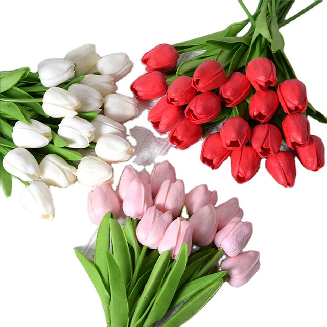 Ramos De 9 Tulipanes Flores Artificiales Decoración Hogar 5