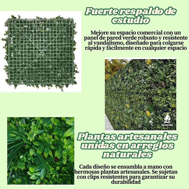 Jardín Muro Vertical Artificial D palmeta Plantas 60x40 cm 10