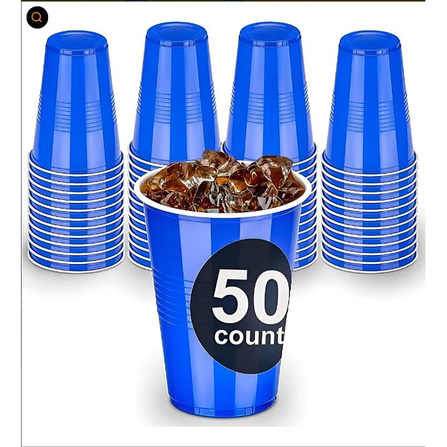 Vaso Plastico Azul Desechable Fiesta 450 ml x 50 uds 2