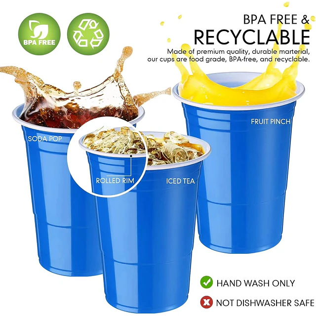 Vaso Plastico Azul Desechable Fiesta 450 ml x 50 uds 4