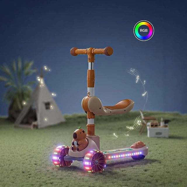 Scooter 2 En 1 Con Asiento Luces Led 3 A 8 Años Rana H G Q 3
