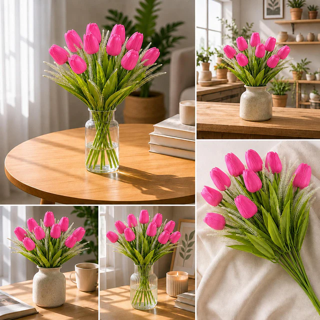 Ramo Tulipanes Artificiales 12 Uds Decoracion Hogar Tulipan 2