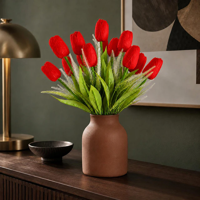 Ramo Tulipanes Artificiales 12 Uds Decoracion Hogar Tulipan 22
