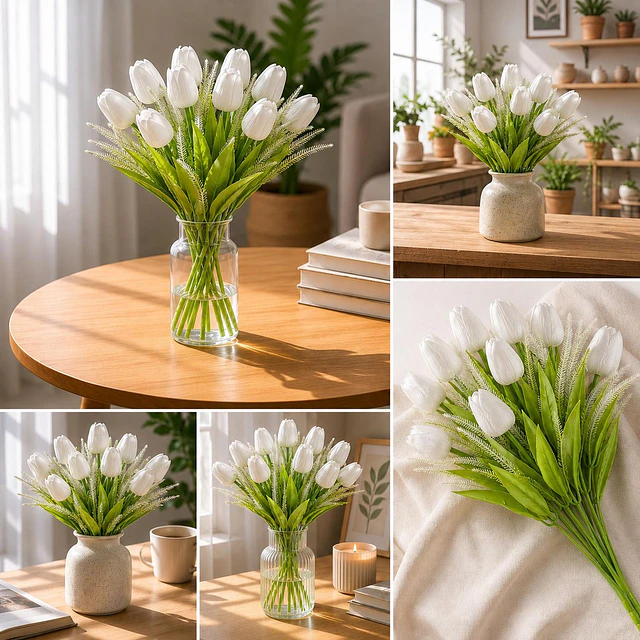 Ramo Tulipanes Artificiales 12 Uds Decoracion Hogar Tulipan 26