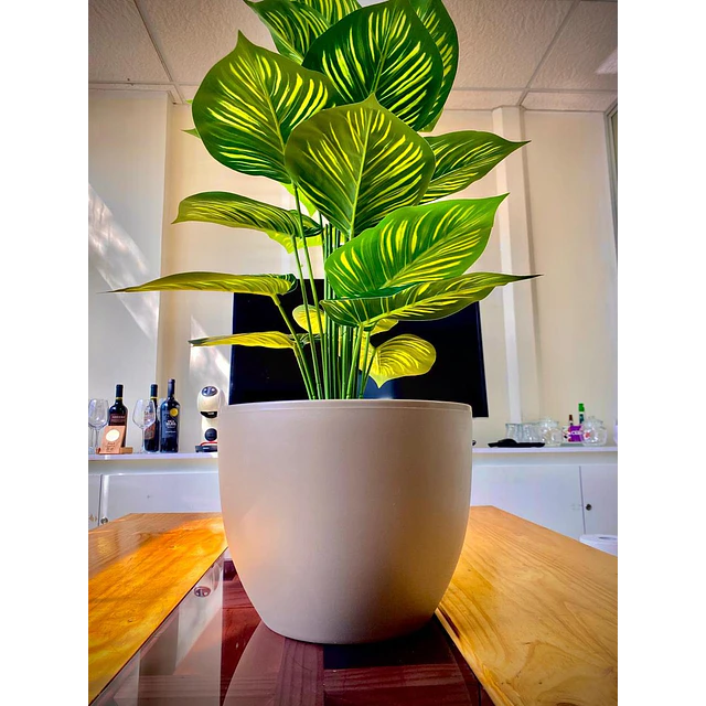 Planta Artificial Arbusto Decorativa Hojas Ralladas 80 Cm 6