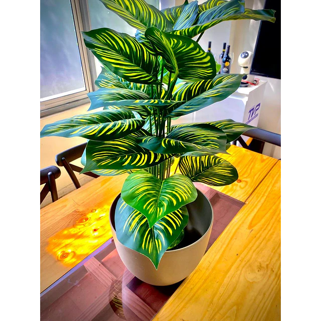 Planta Artificial Arbusto Decorativa Hojas Ralladas 80 Cm 7