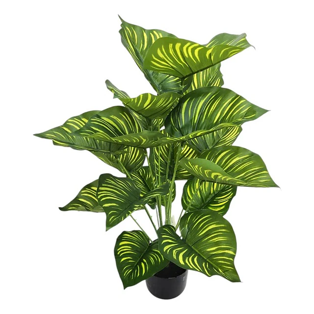 Planta Artificial Arbusto Decorativa Hojas Ralladas 80 Cm 8