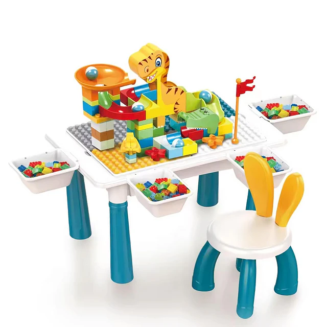 Mesa Didactica De Bloques Construcción c/silla 104 Pcs 6 en 1 Multicolor 5