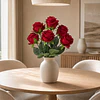 Ramo Rosas Rojas Artificiales 7 Unidades 44cm Terciopelo 6