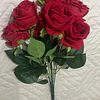 Ramo Rosas Rojas Artificiales 7 Unidades 44cm Terciopelo 11