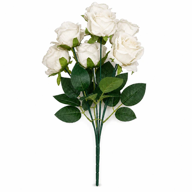 Ramo Rosas Rojas Artificiales 7 Unidades 44cm Terciopelo 15