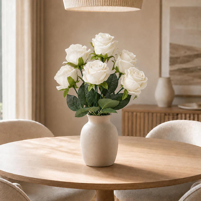 Ramo Rosas Rojas Artificiales 7 Unidades 44cm Terciopelo 16