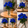 Ramo Rosas Rojas Artificiales 7 Unidades 44cm Terciopelo 22