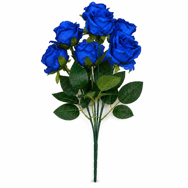 Ramo Rosas Rojas Artificiales 7 Unidades 44cm Terciopelo 24