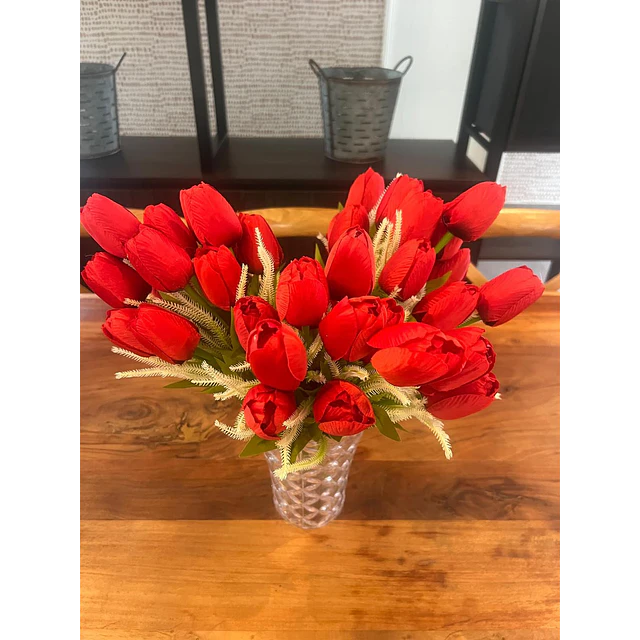 Ramo Tulipanes Artificiales 12 Uds Decoracion Hogar Tulipan 24