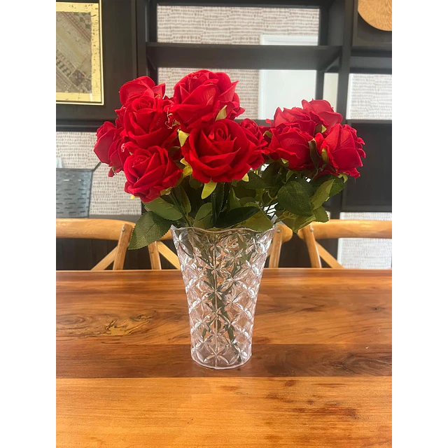 Ramo Rosas Rojas Artificiales 7 Unidades 44cm Terciopelo 8