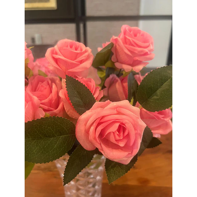 Ramo Rosas Rojas Artificiales 7 Unidades 44cm Terciopelo 31