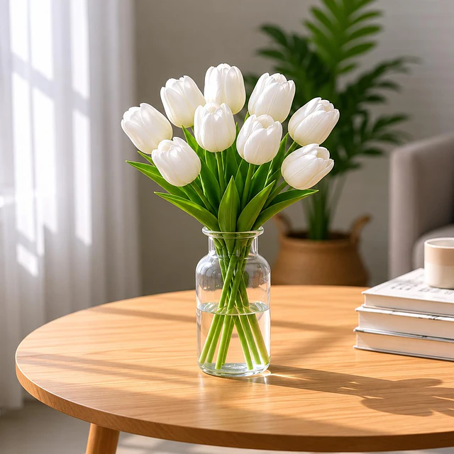 Ramos De 9 Tulipanes Flores Artificiales Decoración Hogar 21