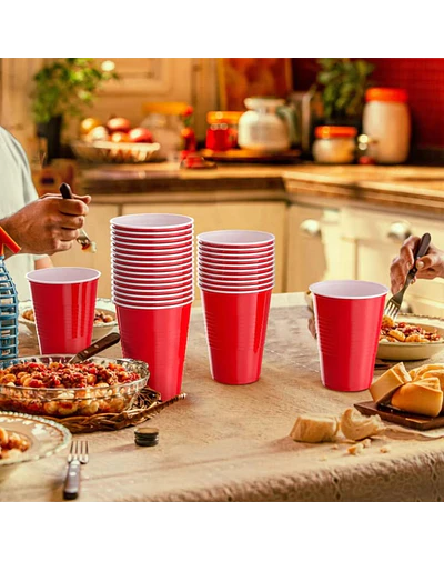 Vaso Plastico Rojo Desechable Fiesta 470 ml x 100 uds