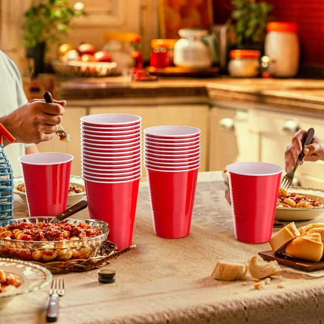 Vaso Plastico Rojo Desechable Fiesta 470 ml x 100 uds 1