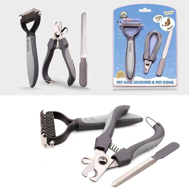 Peine Deslanador Perro Gato Cortaúñas Lima Kit Aseo 6