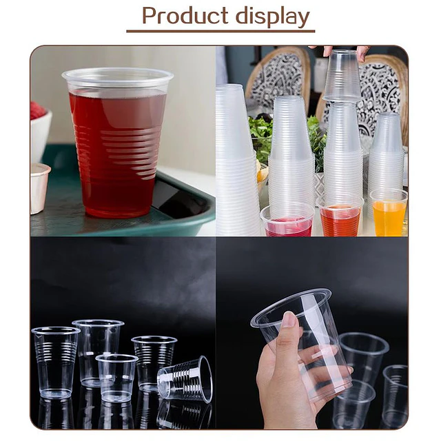 50 Uds Vaso Plástico Transparente Desechable S/tapa 300 Cc 9