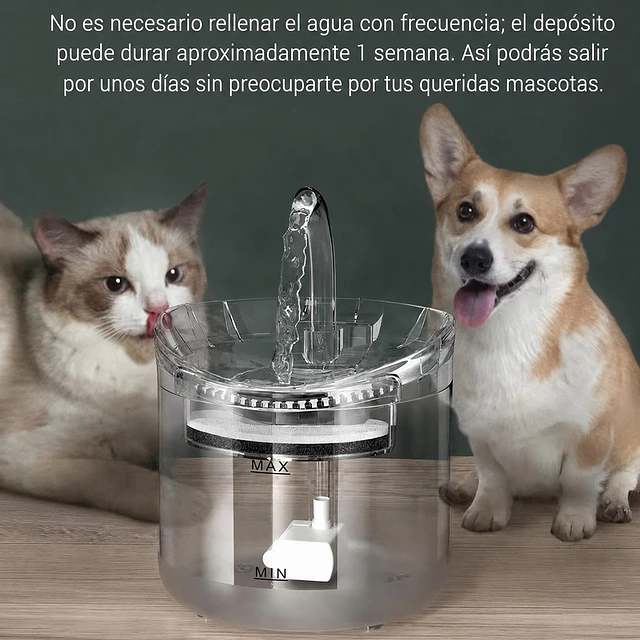 Bebedero Electrico Mascotas 1.8L Filtro Triple Gatos Perros 5